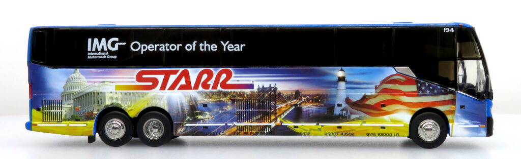 Iconic Replicas Prevost H345 Coach Bus Starr Tours New Jersey 87-0444