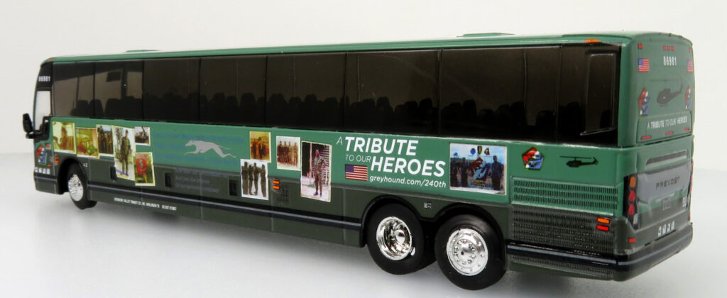 Iconic Replicas Prevost X345 Coach Bus Greyhound Tribute to the Heroes 87-0396