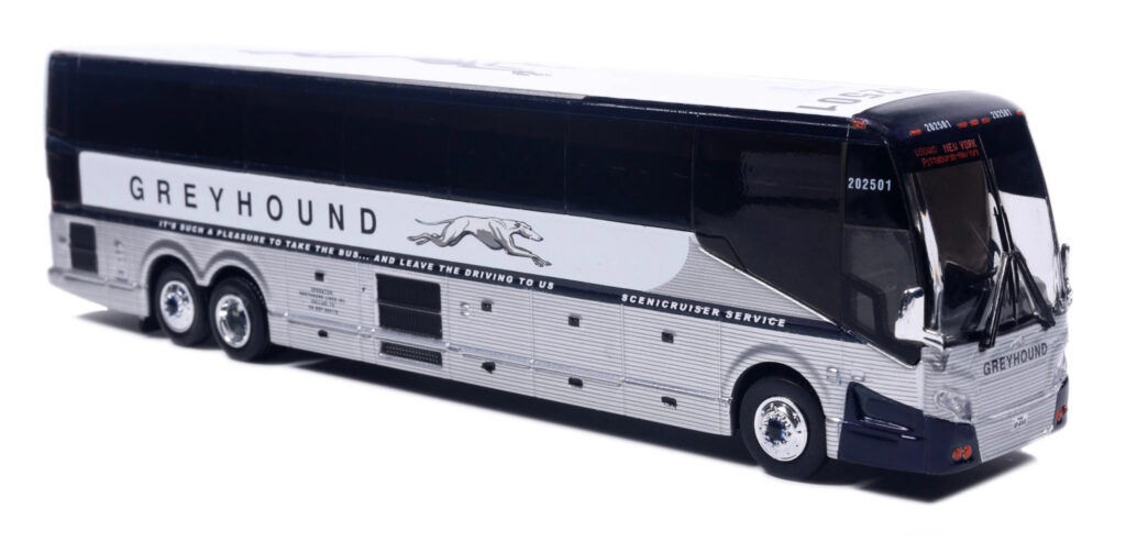 Iconic Replicas Prevost H345 Coach Bus Greyhound Vintage Livery 87-0659