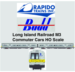 Rapido Trains Budd M3 Long Island Railroad yellow ends without stripe