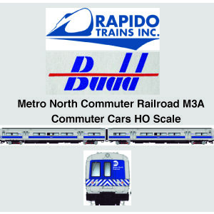 Rapido Trains Budd Metro North M3A Commuter Cars
